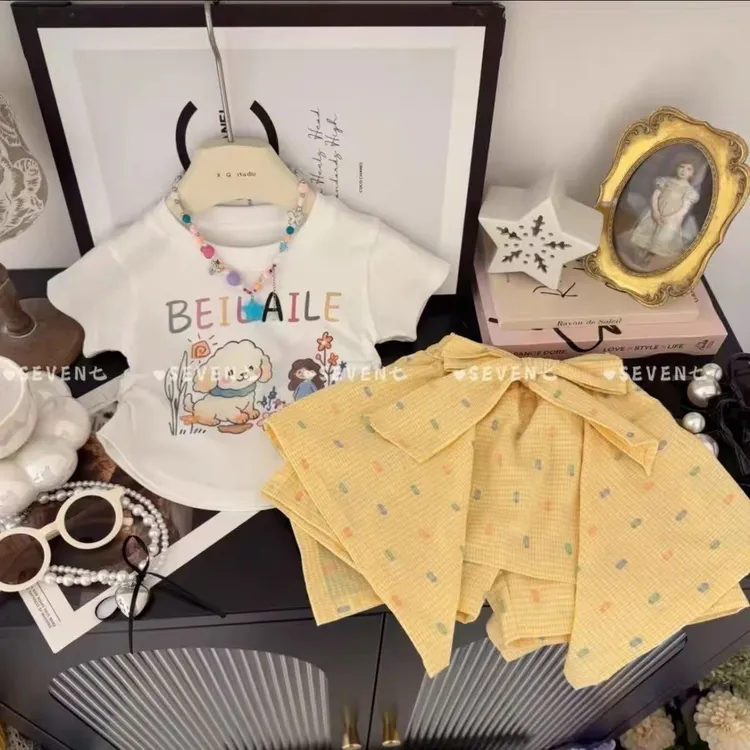 宝宝婴儿夏季套装女童卡通动漫韩版半身裙两件套夏款儿童短袖套装
