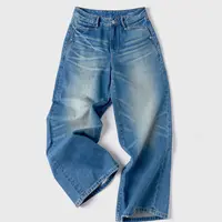 VARIATE  25AW  深蓝水洗抓痕宽松直筒牛仔长裤