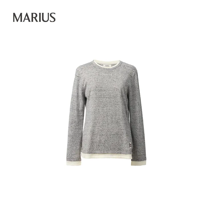 MARIUS‘雪花酥’休闲简约撞边圆领长袖套衫