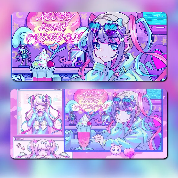 超天酱鼠标垫大号电竞电脑桌垫男生高颜值键盘垫定制游戏滑鼠垫