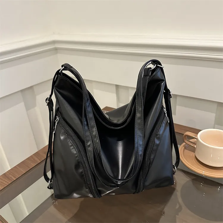 软皮女包2024新款双肩包大容量通勤时尚斜挎包包简约休闲潮托特包