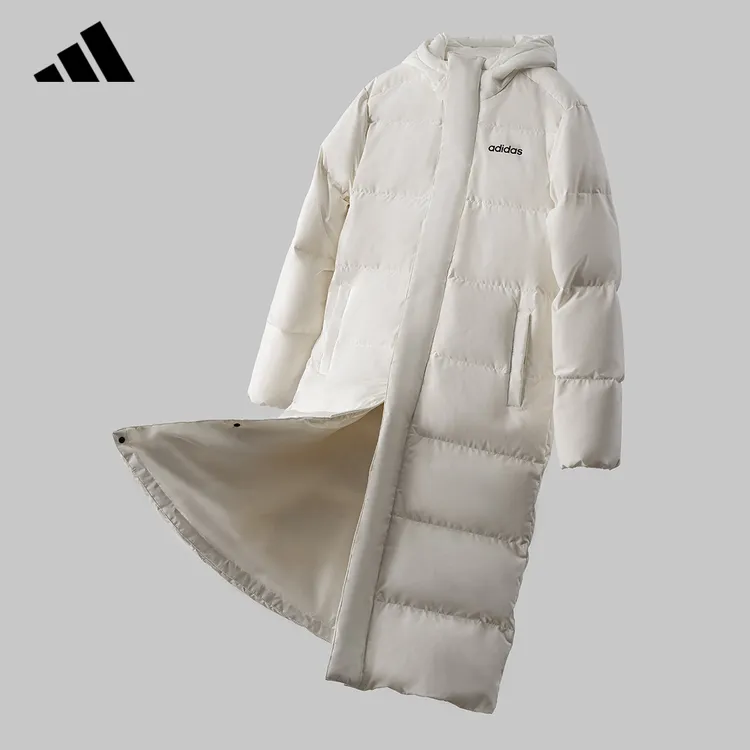 adidas/阿迪达斯长款羽绒服冬季新款情侣保暖连帽鸭绒运动羽绒服