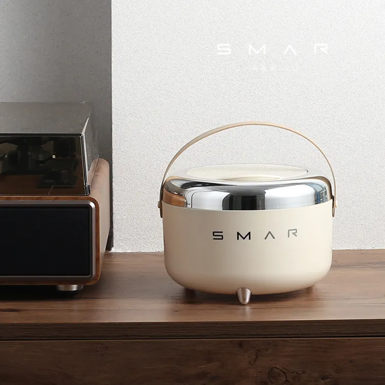 自动旋转便携式室内家用卧室办公室桌面垃圾桶家用迷你创意摇盖式