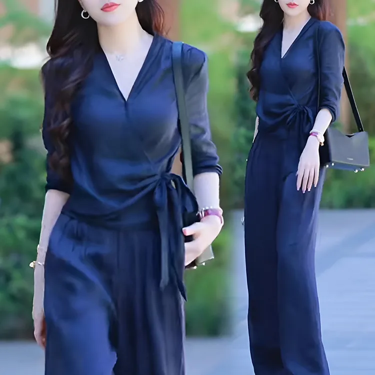 哥弟阿玛施正2025新夏季商场同款高级感气质休闲高腰时尚套装女