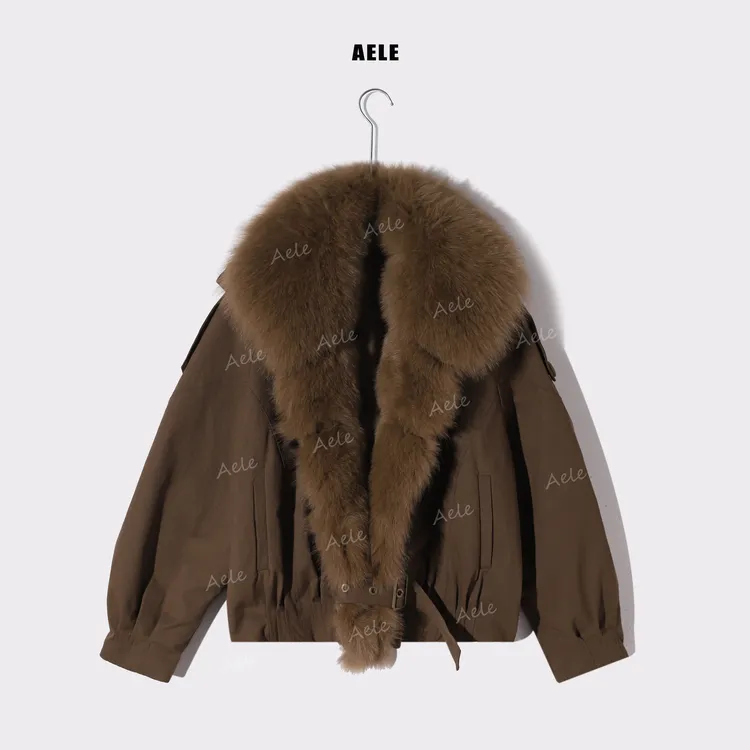 AELE大毛领狐狸毛短款女轻奢鹅绒外套 P855 3839 AD