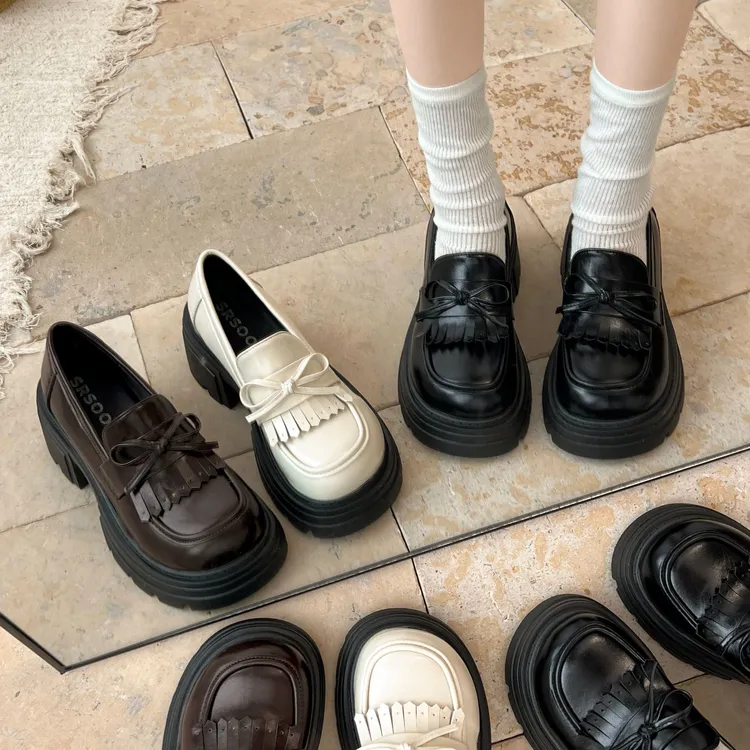 圆头复古百搭英伦风粗跟小皮鞋女2025秋季新款jk配裙子爆款乐福鞋
