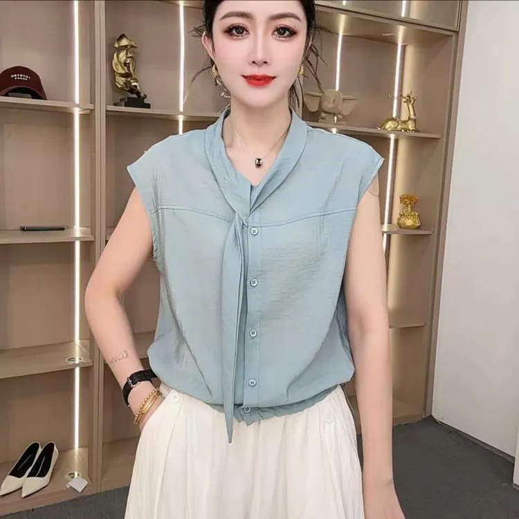 【众帆女装2】夏季极简风无袖薄款时尚休闲纯色设计感气质上衣