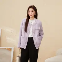 采多宝大码女装2025秋冬新款气质须边小香风减龄绒感外套 EDW5890