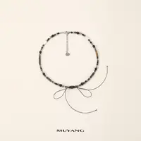 muyang/慕阳 钛钢玻璃项链 气质时尚复古百搭小众编织秋韵项链
