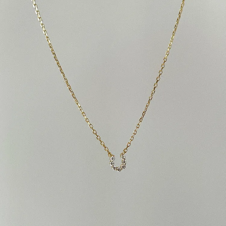 坠链均925银莫桑石 mumu 日式轻奢迷你幸运马蹄u型百搭经典款项链