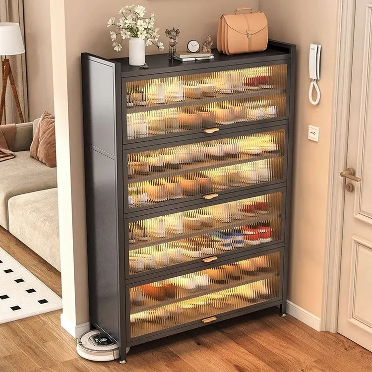 【魔物降世】家用鞋柜防尘入户门口玄关柜新爆款大容量铁艺多层鞋架