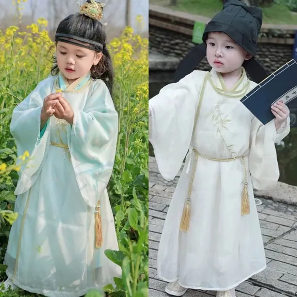 【文竹】汉服男童2025年春夏新品超仙男孩宋制圆领袍大袖衫儿童古装