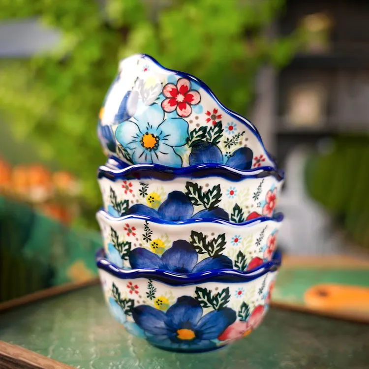 Sazaki盛夏 米饭碗5英寸家用大容量饭碗波兰彩陶瓷手绘釉下彩高档