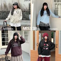 DC8380大码女装【美式高街卫衣】秋冬胖mm连帽卡通字母印花长袖上衣
