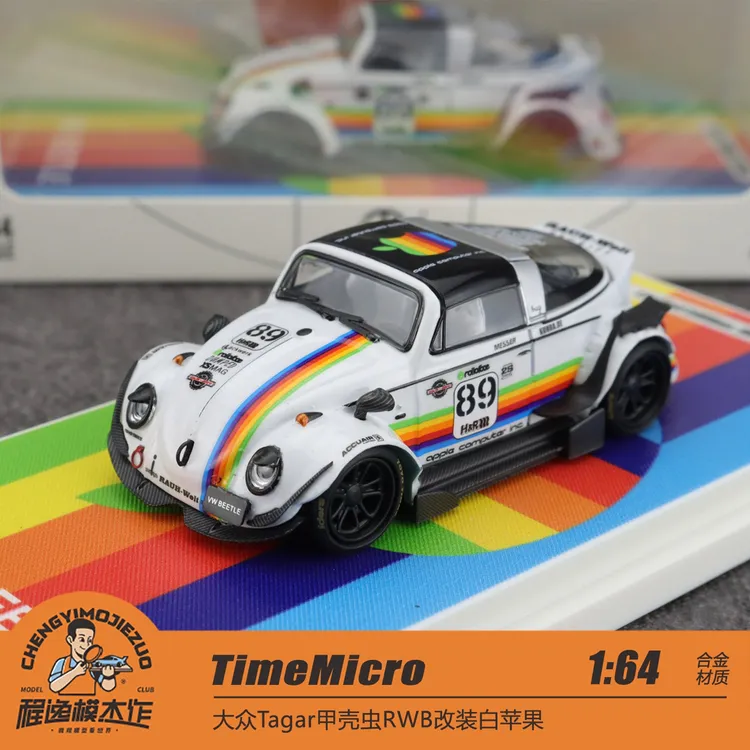 TimeMicro1:64大众Tagar甲壳虫RWB改装白苹果合金汽车模型