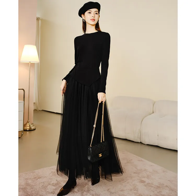 【新品】2025裙子拼接网连衣裙25070624