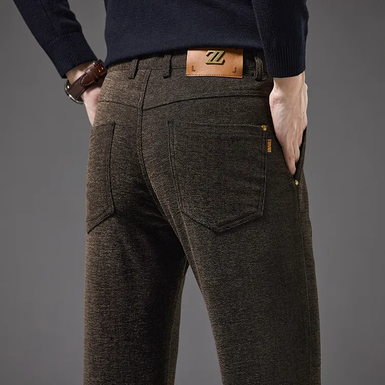 2025秋冬季休闲裤男士商务纯色百搭长裤修身直筒商务上班时尚男裤