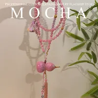 铜合金石英石项链 粉色葫芦背链招桃花送闺蜜精致百搭长款项链