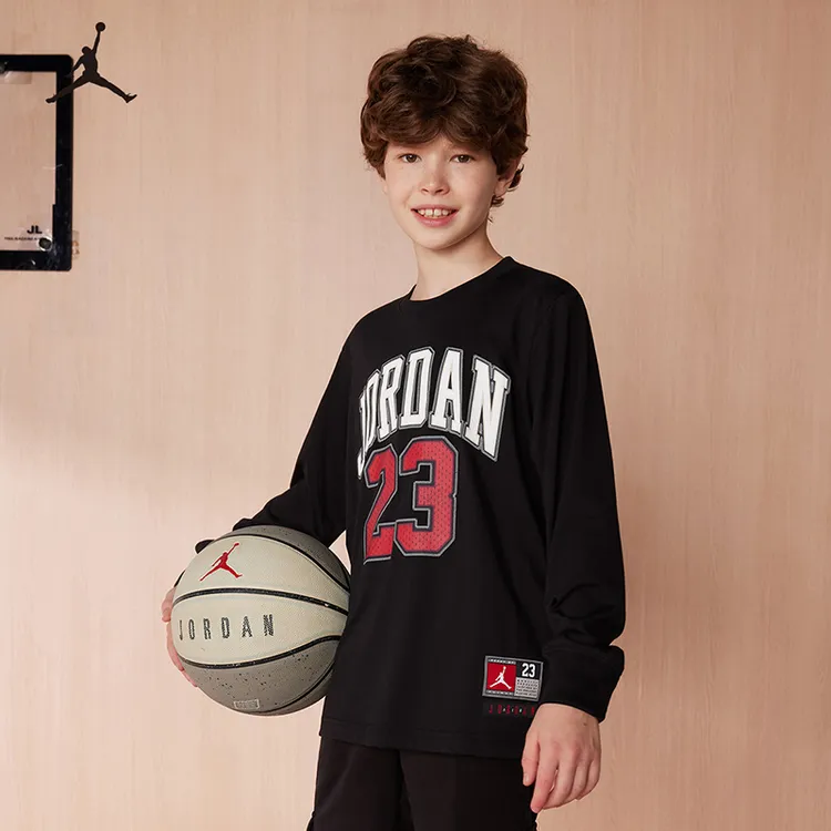 【官方旗舰】AIRJORDAN童装春秋款门店同款男童螺纹圆领长袖T恤C591