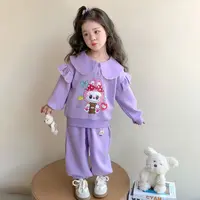女童春秋款套装2025新款洋气时髦儿童卡通拉布卫衣宝宝休闲两件套