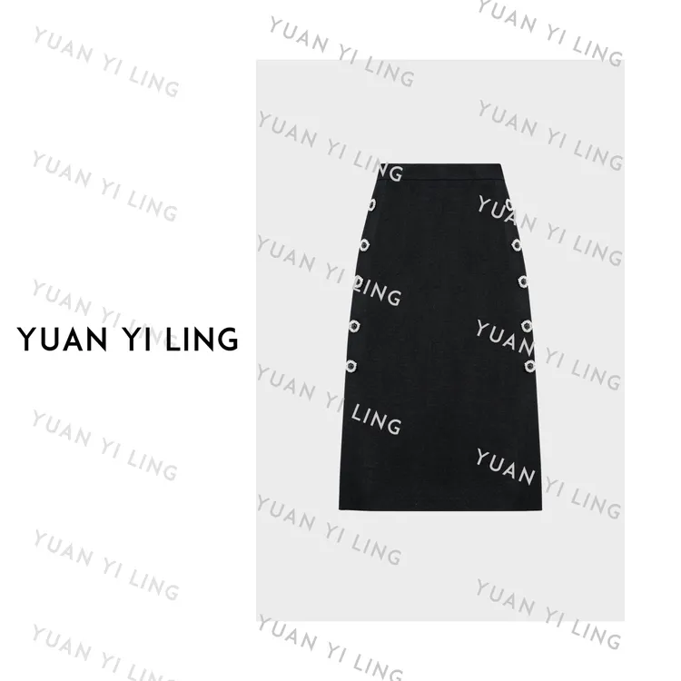 袁艺灵【梵诺】澳毛设计感侧边钻扣高级气质显瘦半裙
