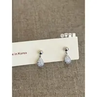 铜合金锆石耳饰 I2-640【金属小圆豆小水滴白锆银色耳钉】