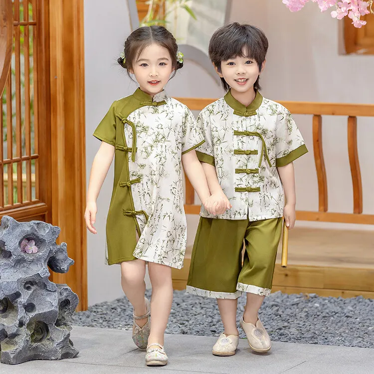 （竹林）幼儿园表演服汉服默认瑕疵介意勿拍直播间为准男童短袖