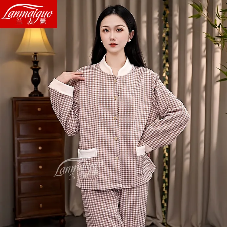 兰麦菓【德绒】秋冬季加绒保暖睡衣女士2025新款简约加厚家居服套装