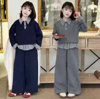 女童秋季韩版休闲套装2025新款女大童时髦洋气儿童秋装屁帘阔腿裤