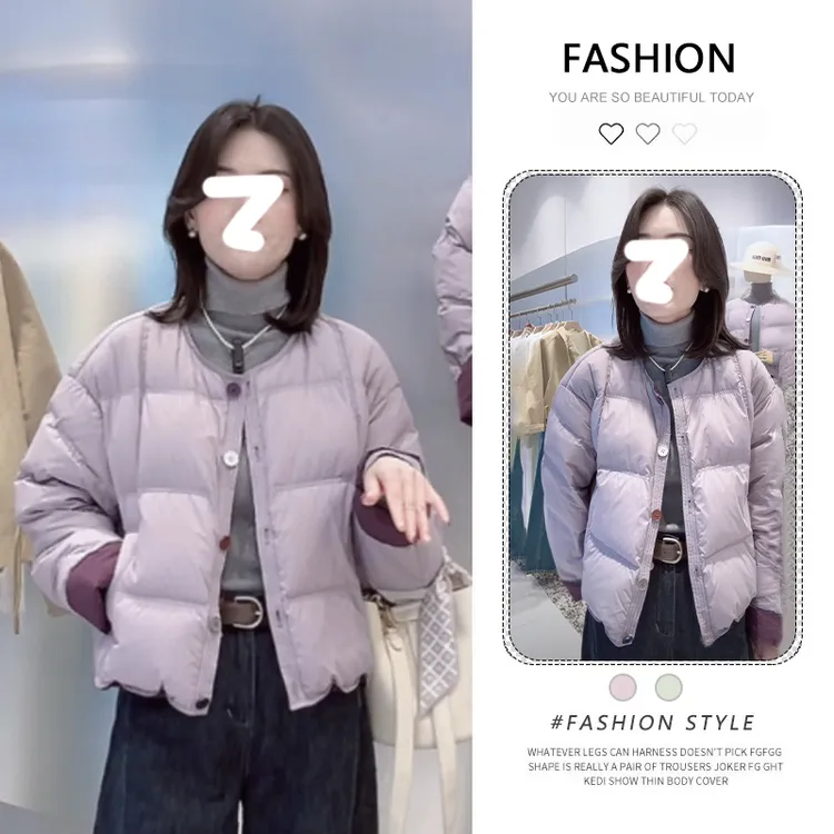 圆领短款棉服外套女2025秋冬新款韩版宽松加厚保暖棉袄高级感棉衣