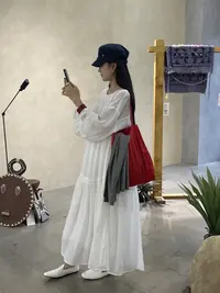 米古古 SOUL DETAIL # 7200#福 韩版宽松显瘦圆领连衣裙（裙长127）