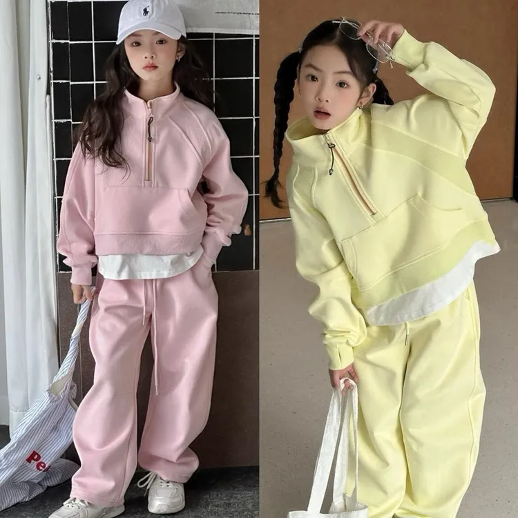 韩国女童套装2025春装新款儿童休闲运动服卫衣运动裤2件套潮