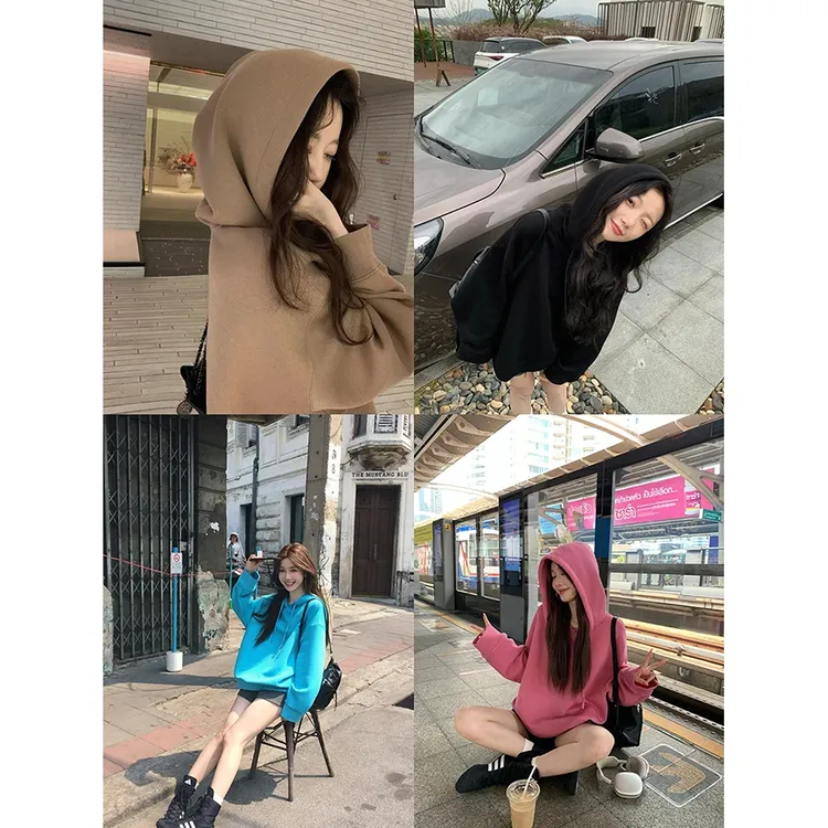 巴黎早春 空气层 休闲慵懒系连帽卫衣