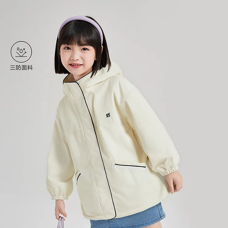 笛莎童装女童冲锋衣秋冬新中童女孩宝宝儿童防风户外防水连帽外套
