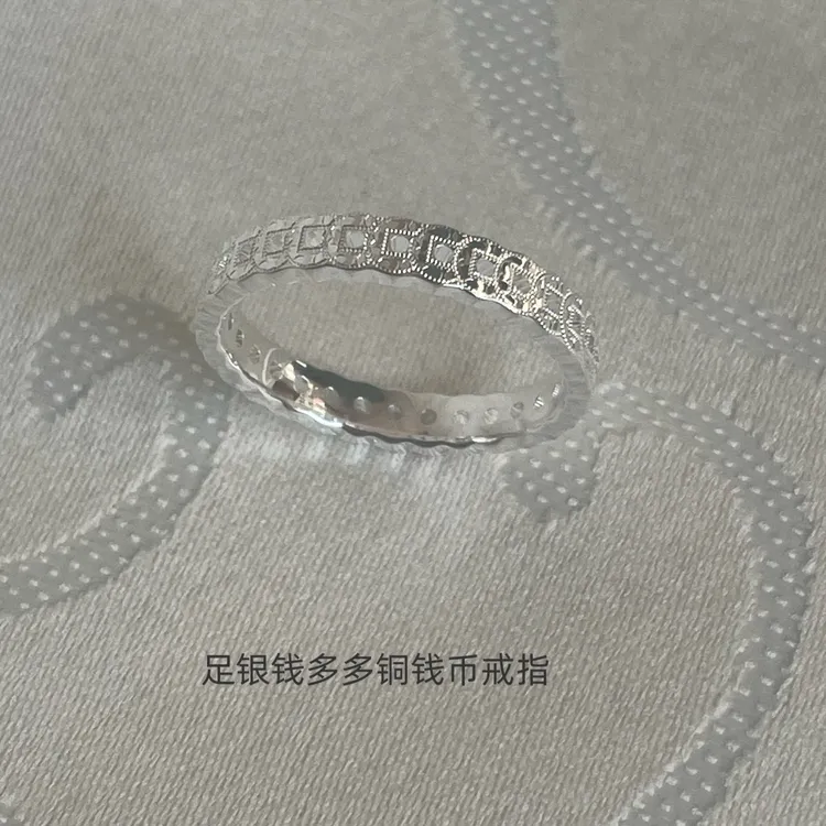 足银戒指  新款足银钱多多封口复古转运招财小众个性时尚食指戒圈