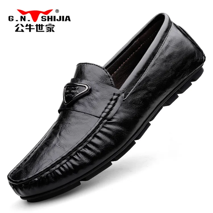 公牛世家2025秋冬男士豆豆鞋舒适百搭乐福鞋软底商务透气休闲皮鞋