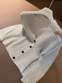 miss muzi “椰奶blingbling毛衣”精致金银丝珠片羊毛镂空毛衣外套