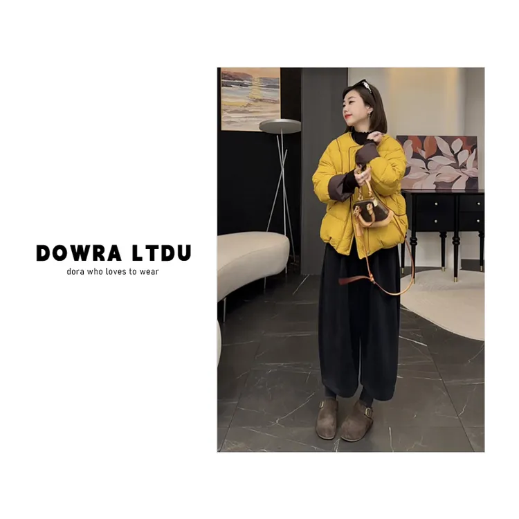 朵拉A【温莎古堡】2025年冬季新款圆领纯色长袖百搭羽绒服348-8998