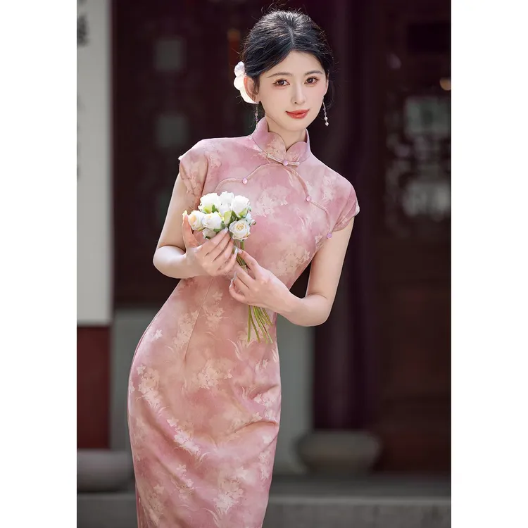 粉色旗袍2025新款改良年轻款少女新中式国风女装连衣裙夏气质淑女