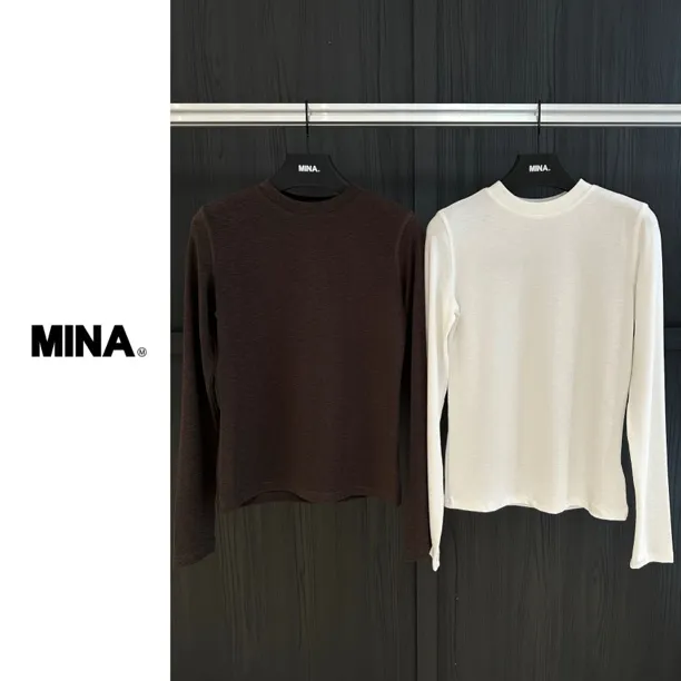 【MINA】长袖INS风显瘦T恤秋冬百搭