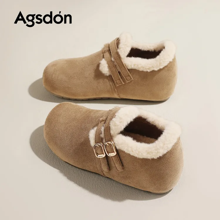 /奥古狮登加绒勃肯鞋女2025新款冬季雪地靴厚底一脚蹬棉鞋保暖爆Q