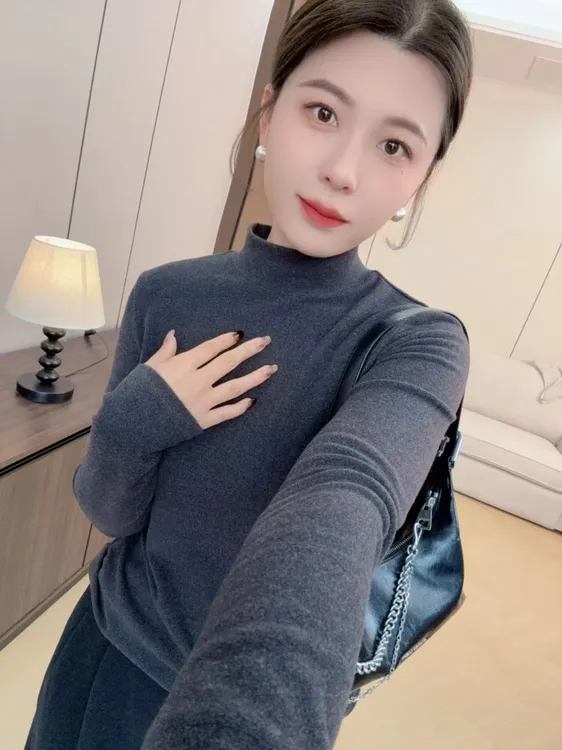 精品轻奢保暖内搭上衣！冬季双面绒澳绒半高领气质打底衫女#212#