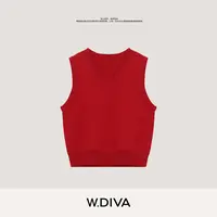 W.Diva【松花】康赛妮100山羊绒时尚百搭气质V领无袖毛衫34Z101176