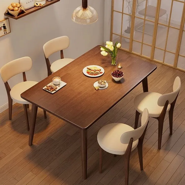 北欧实木餐桌椅加厚家用现代组合款小户型简约组装长方形吃饭桌子