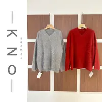 【KNO】秋冬新款V领亮片款拉绒针织衫时尚百搭