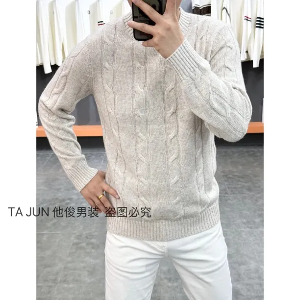*他俊*新品秋冬扭花弹力时尚轻奢针织毛衣 11890