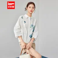 IEF/爱依服2025新款夏秋时尚印花休闲百搭设计感梭织衬衫上衣
