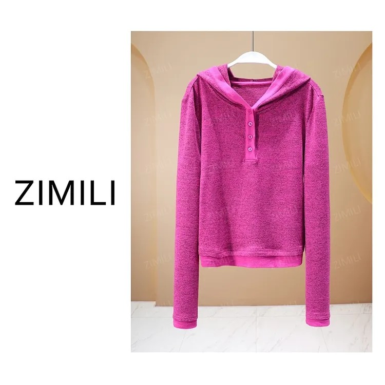 【亮哥女装】2025秋冬新品《锦纹系列》玫红高弹显瘦连帽上衣10123-C1