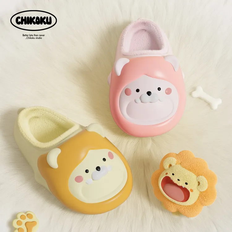 chikoku大头狮棉拖女冬季居家室内外穿防水防滑可爱卡通保暖拖鞋