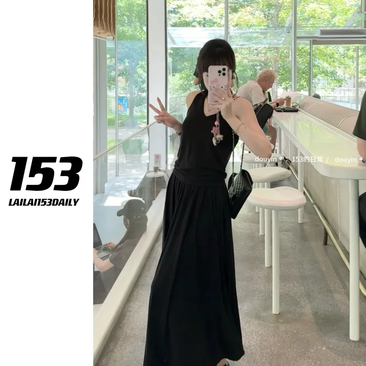 【153的日常】挂脖两件套小个子女生夏季设计休闲套装25XK1000